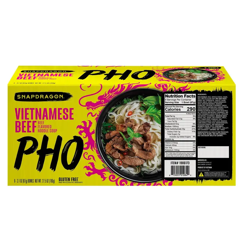 Snapdragon Foods Vietnamese Pho Ready-to-Eat Bowls – 3.1 oz, 9-Pack