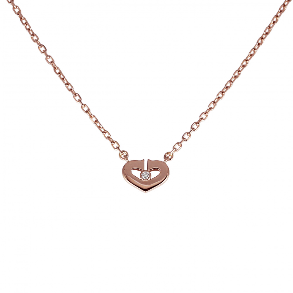 Cartier C Heart Necklace 18K Rose Gold Diamond B3040400
