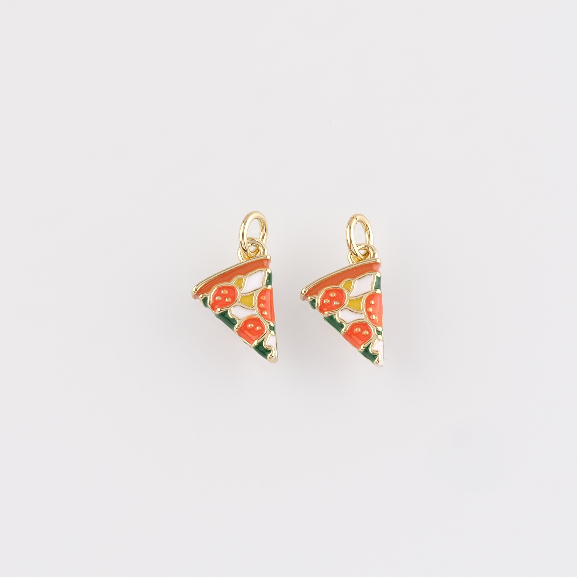 18K Gold Filled Pizza Pendant,Enamel Pizza Charm Earrings Necklace for DIY Jewelry Making Supply