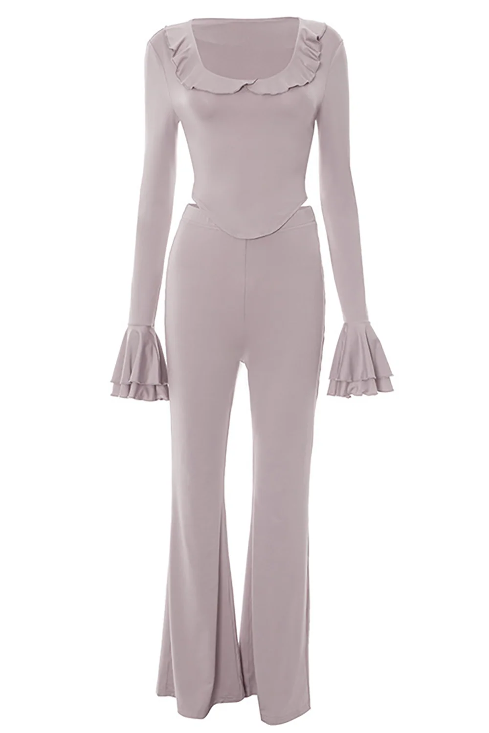 Flare Sleeve Crop Top & Pants SetClistos