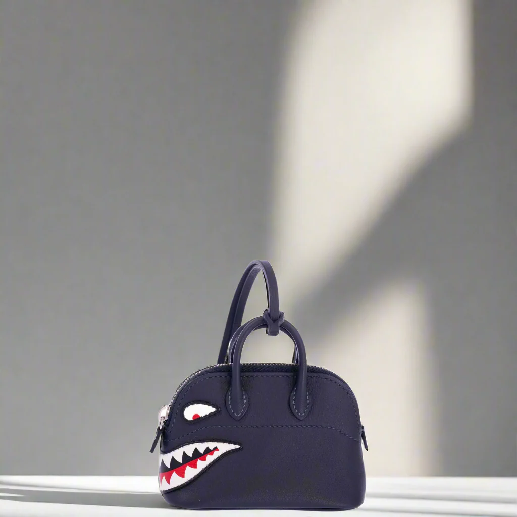 Hermès Mini Bolide Shark Charm Black Swift Palladium Hardware