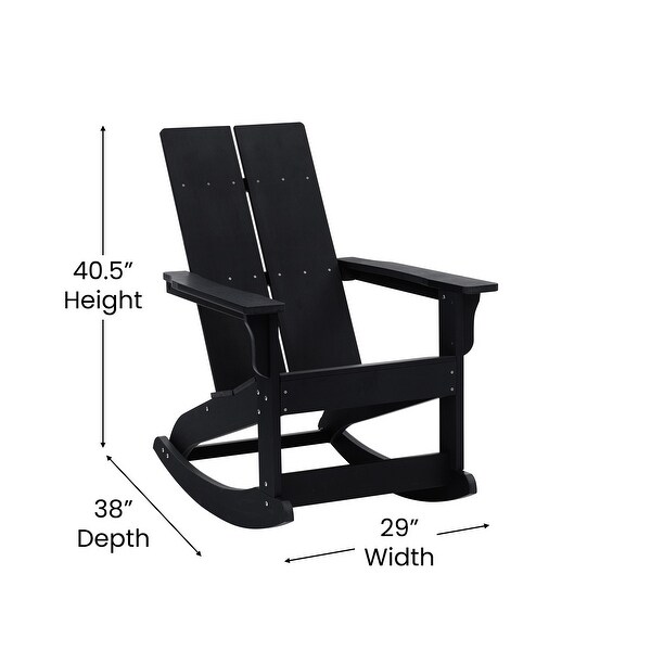 2 Modern Dual Slat Poly Resin Adirondack Rocking Chairs with Side Table