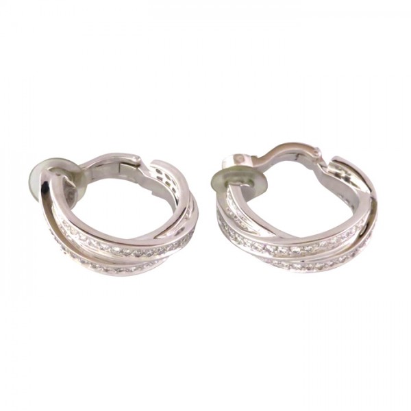 Cartier Trinity Three Bangle Earrings 18K White Gold Diamond