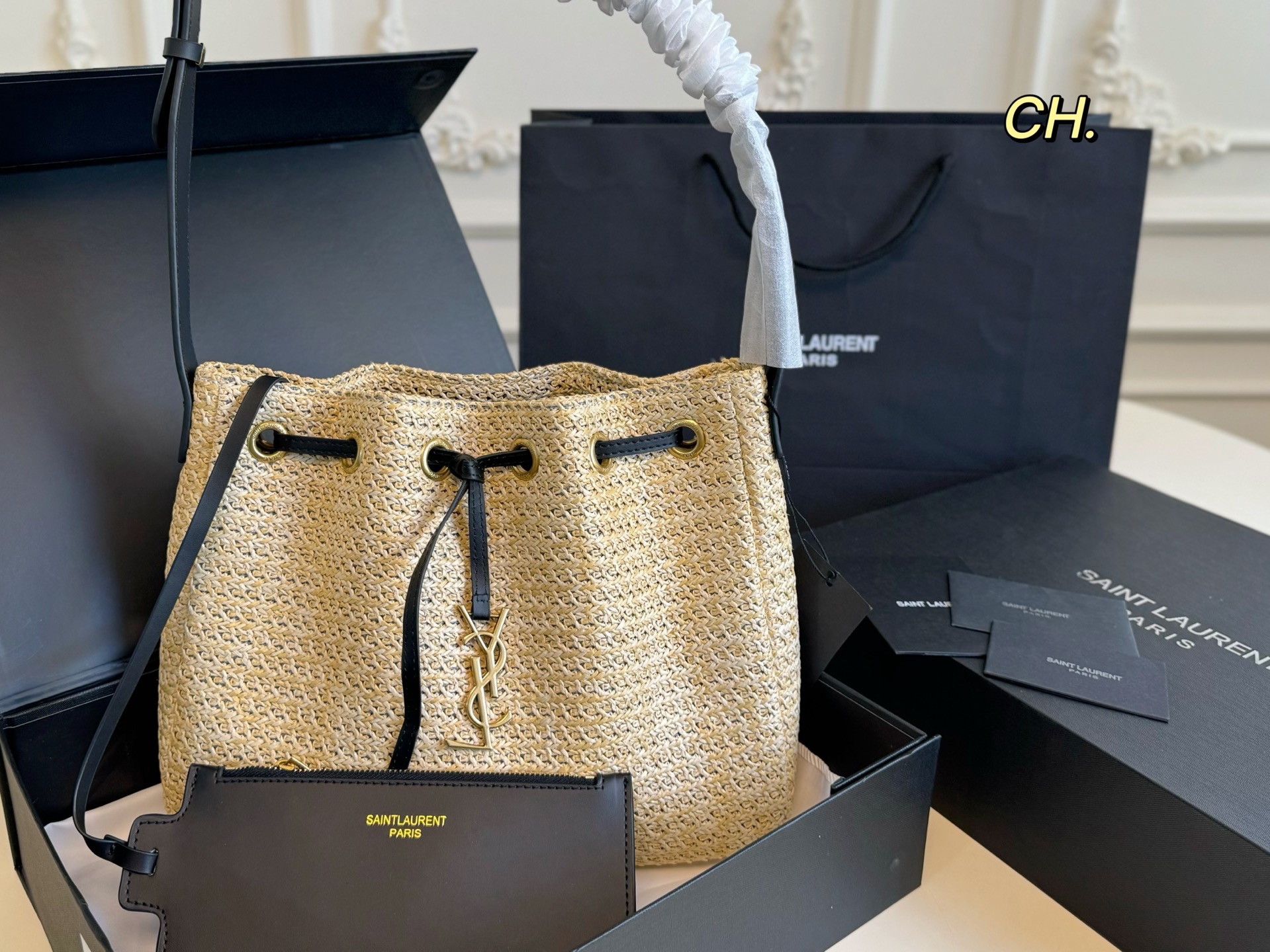 YSL straw woven summer mother's armpit bag - cnluxepick