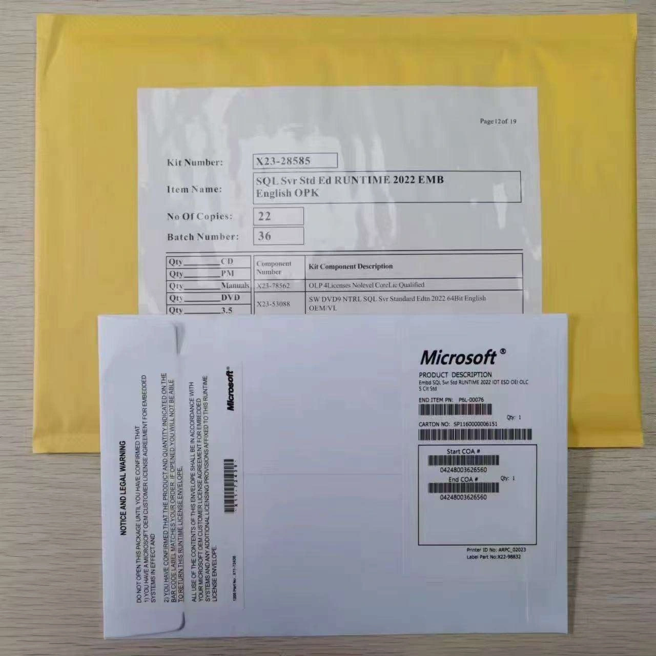 SQL Server 2022 Standard DVD Package