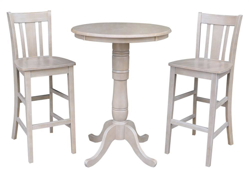 International Concepts 30x22 Round Top Pedestal Table - 40.9x22H, Washed Gray Taupe