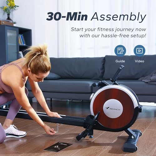 Merach Magnetic Rower Machine for Home with LCD Monitor