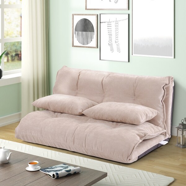 Lazy Sofa Adjustable Folding Futon Sofa with Pillows