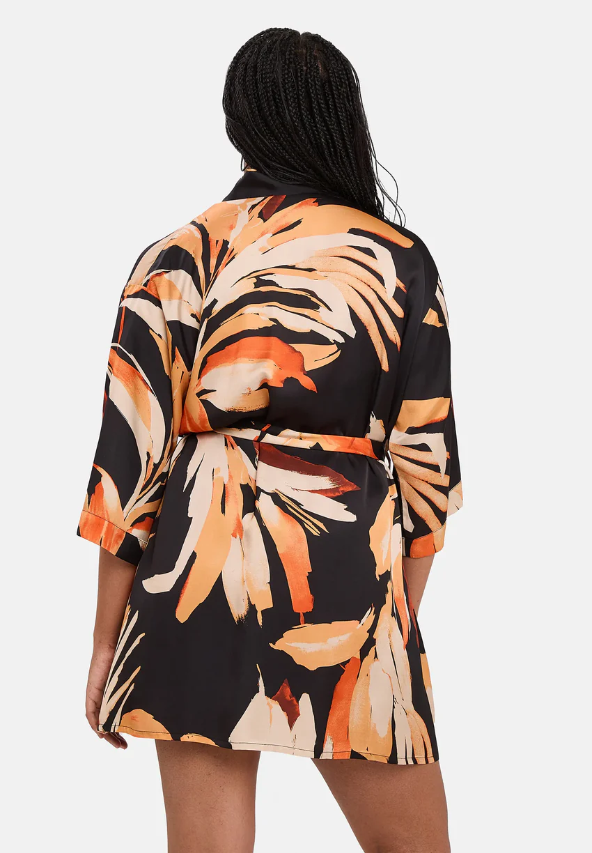 Kimono Pure Chic Feuilles Noir