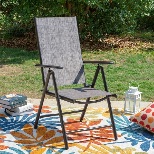 9Piece Patio Dining Set,Metal Table and Foldable Sling Dining Chairs with 7 Levels Adjustable