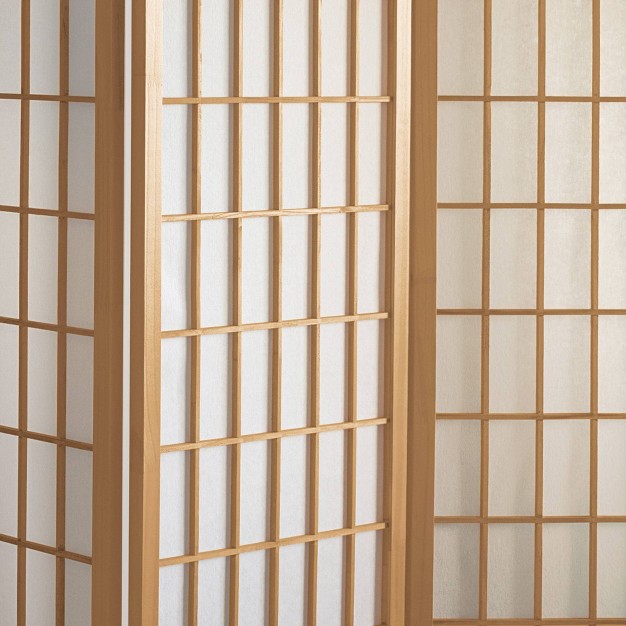 6 Ft Tall Window Pane Shoji Screen Natural 6 Panels