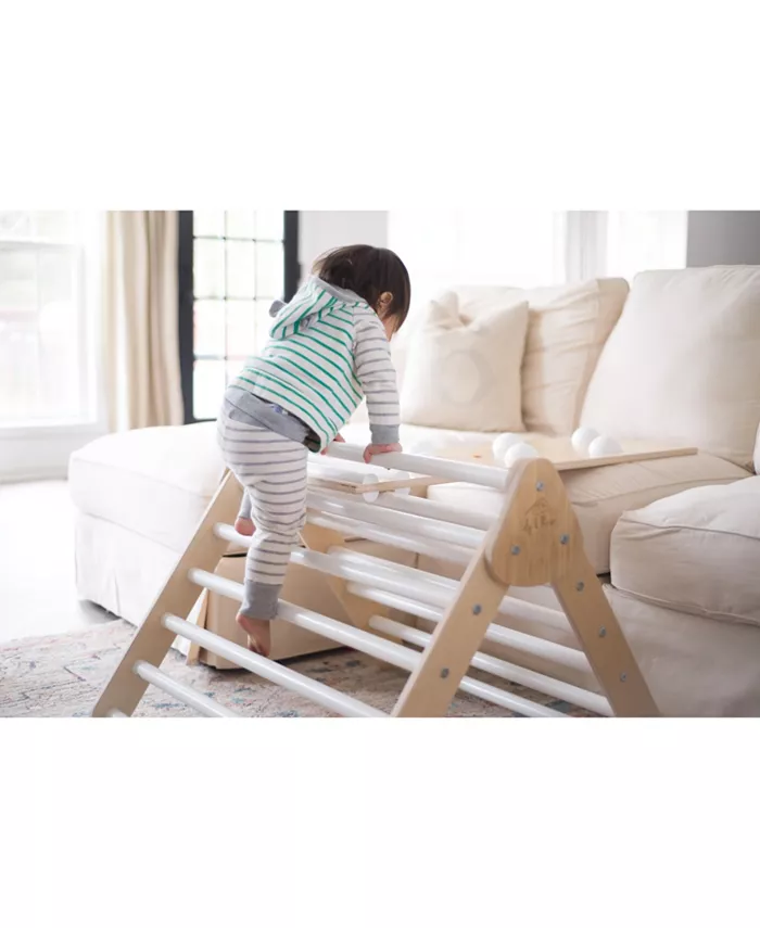 Lily and River Birch Little Climber Playset With Rockwall Slide In White
