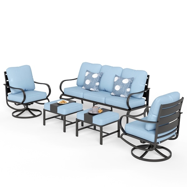 MAISON ARTS 5/7Seat Patio Conversation Set,Sofa Set with 2 x Single Sofa Chairs,1 x 3seater Sofa and Coffee Table/Ottomans
