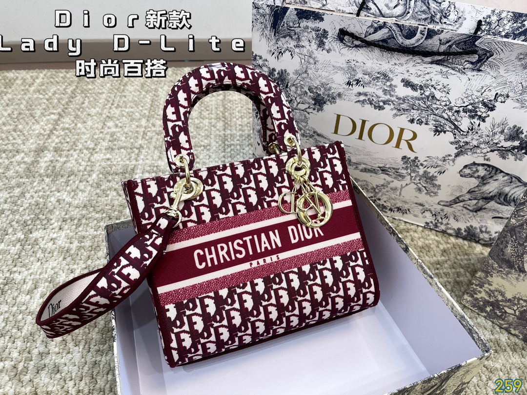 Dior lady D-lite embroidery handbag - cnluxepick