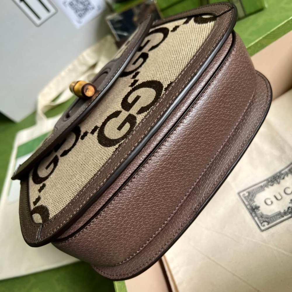 Gucci Bamboo 1947 Jumbo GG Small Top Handle Bag