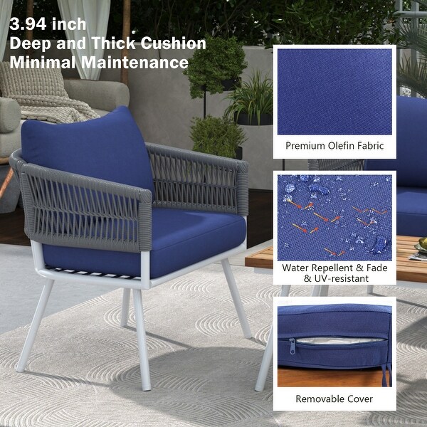 4pcs Lounge Chair Sets Patio Conversation Set Accent Single Sofa