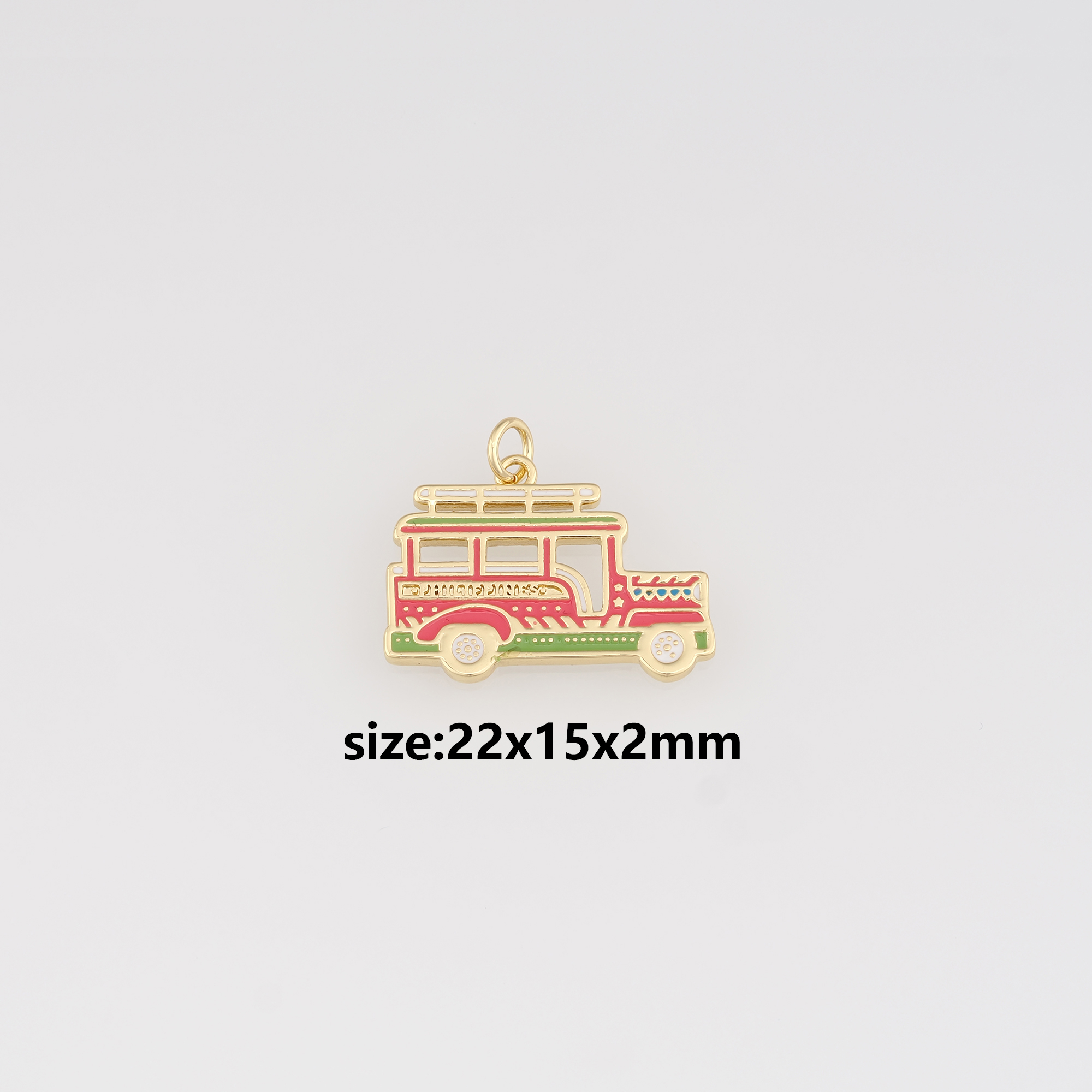 18K Gold Filled Car Pendant,Enamel Caravan Charm Earrings Necklace for DIY Jewelry Making Supply