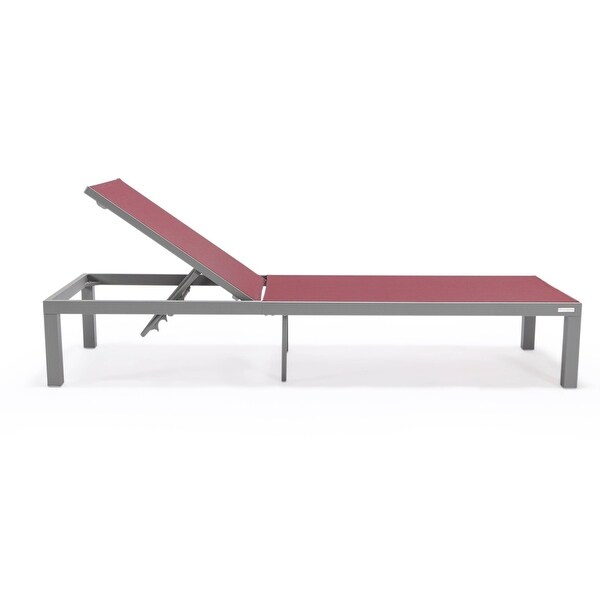 Aluminum Beach Pool Sun Lounge Chair Sling Mesh Fabric Reclining Stackable Lounger Chair