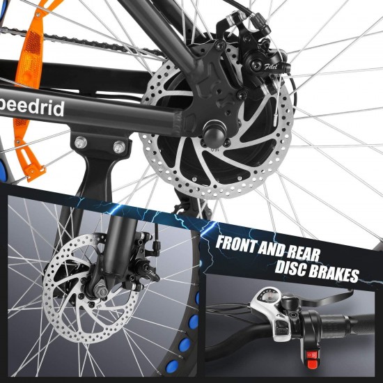 Electric Bike 48V 500W Fat Tire Electric Bike Snow Bike 26″ 4.0, 48V 10Ah Removable Battery and Professional 7 Speed