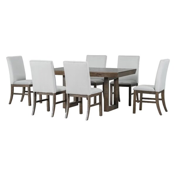 Extendable Dining Table Set,with Butterfly Leaf and6 Upholstered chair