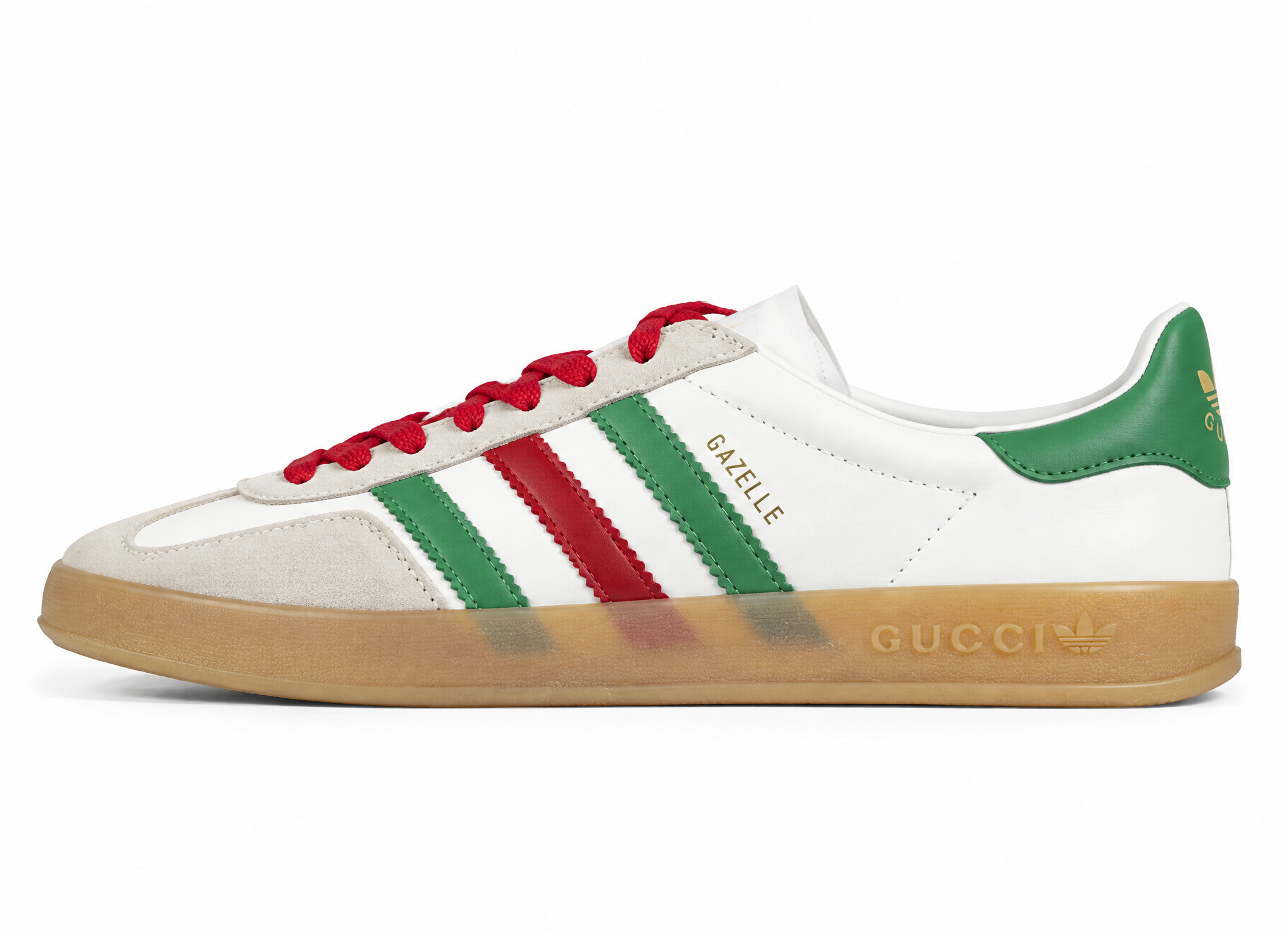 Adidas X Gucci Gazelle Shoes Cloud White/Green/Red 439547