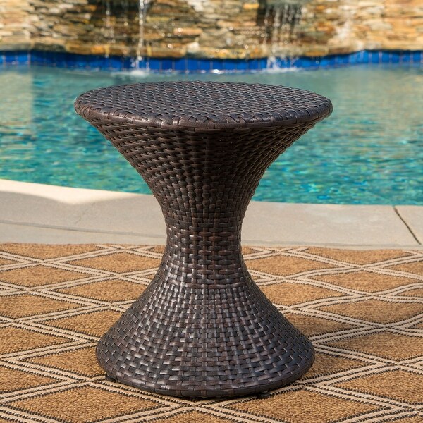 Outdoor Hourglassshaped Side Table with a Durable Iron Frame for Garden,Patio or Backyard