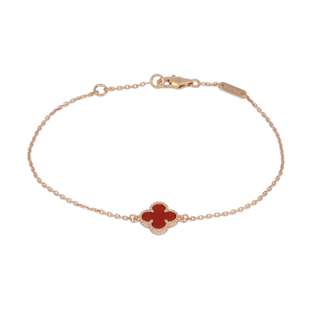 Van Cleef & Arpels Sweet Alhambra Bracelet 18K Rose Gold Carnelian VCARN59K00
