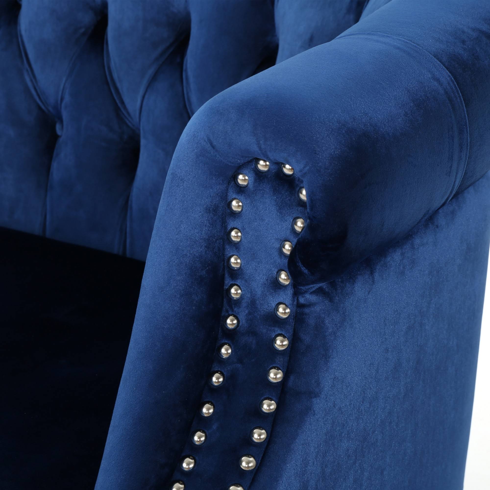Milani Tufted Scroll Arm Velvet Loveseat by Christopher Knight Home Navy
