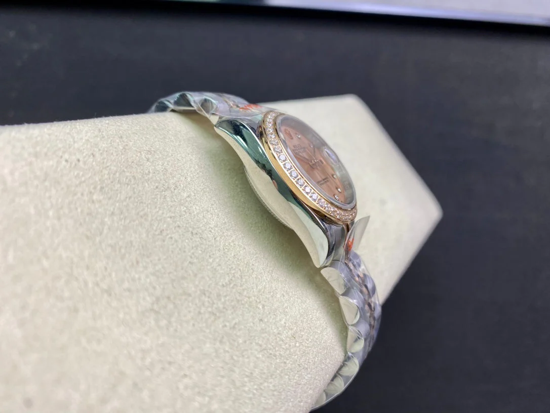 DATEJUST 28 TWO-TONE PINK GOLD DIAMOND BEZEL