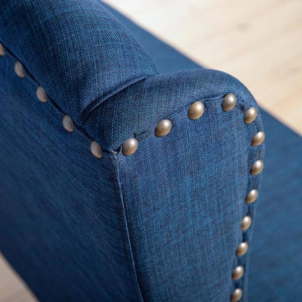 Furniture of America Anthus Blue Nailhead Button Tufted High Back Bench