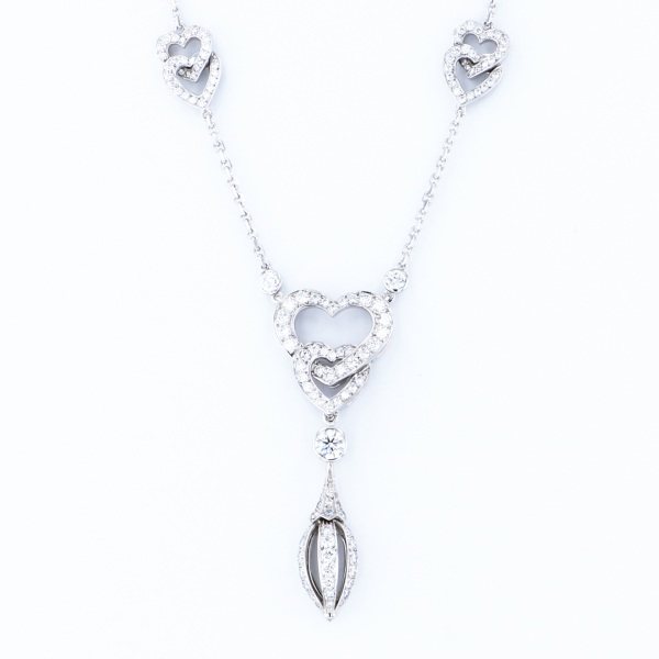Cartier Double Heart Necklace 18K White Gold