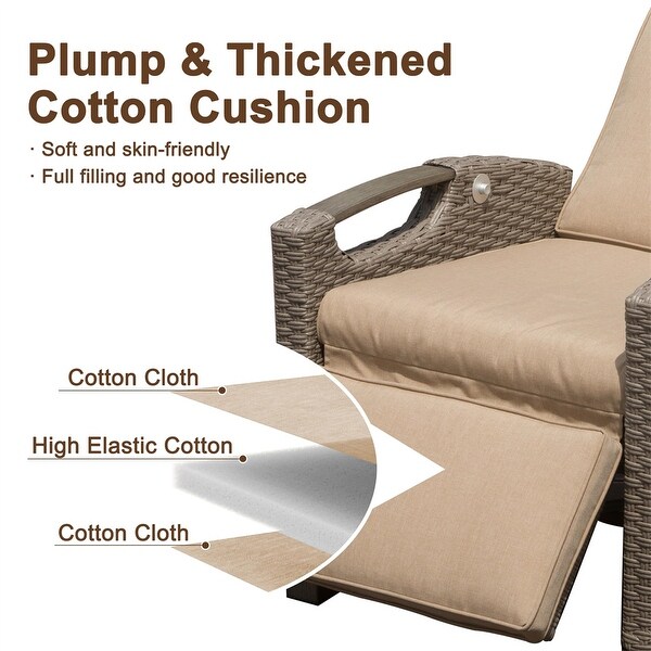 Patio Adjustable Recliner Chair with HandWoven Wicker