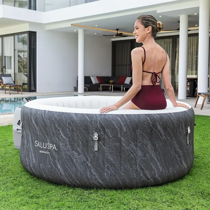 SaluSpa Fiji AirJet Inflatable Hot Tub – 2–4 Person Outdoor Spa with 120 AirJets, EnergySense Cover, and Rapid Heat Technology