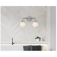 Elegant Hanson 2 Lights Bath Sconce in Polished Nickel with Frosted Shade LD7032W19PN