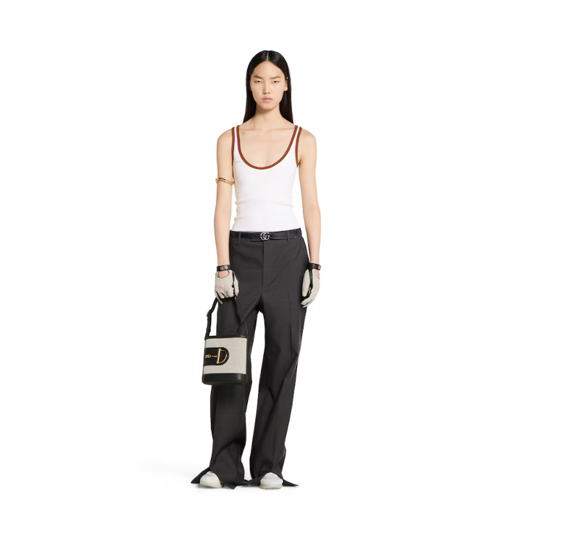 GUCCI Cotton tank top with Web