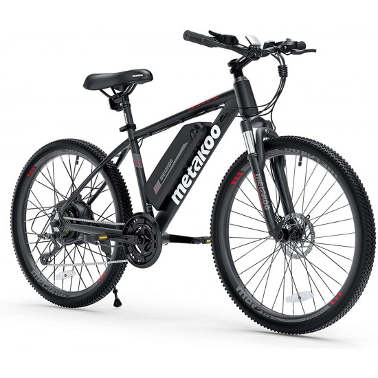26″ Electric Bike Cybertrack 100, 3 Hours Fast Charge, BAFANG 350W Brushless Motor, 36V/10.4Ah Removable Lithium-Ion Battery, Electric Mountain Bike with 21-Speed and Suspension Fork
