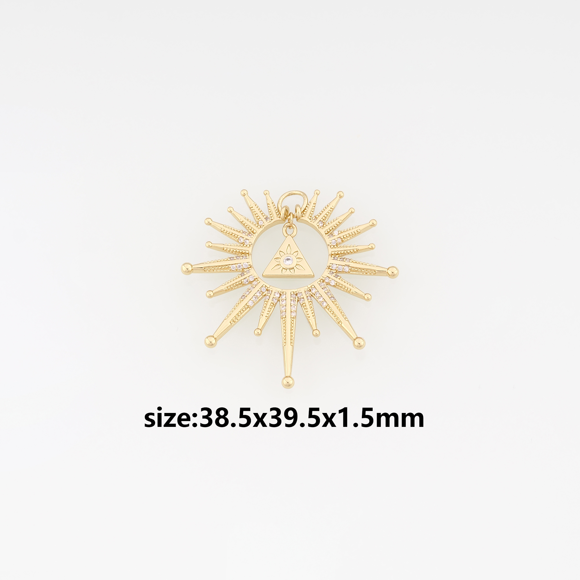 18K Gold Filled Sun Pendant,CZ Micro Pave Celestial Charm Earrings Necklace for DIY Jewelry Making Supply