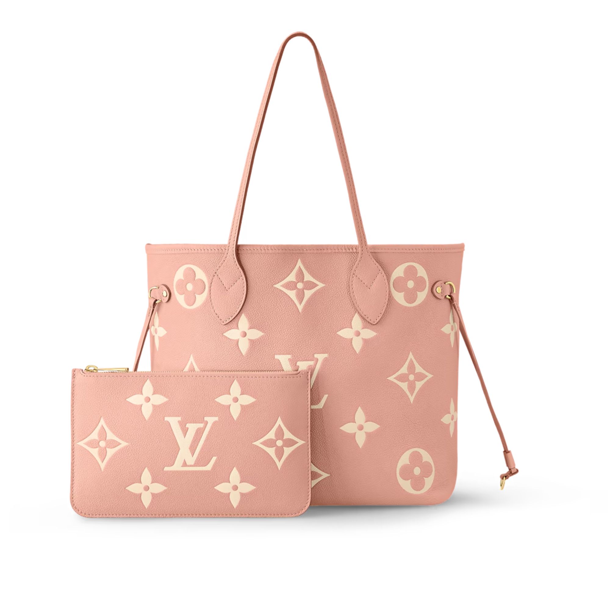 Louis Vuitton Neverfull MM Tote Bag Monogram Empreinte Trianon Pink / Cream 31cm M46329