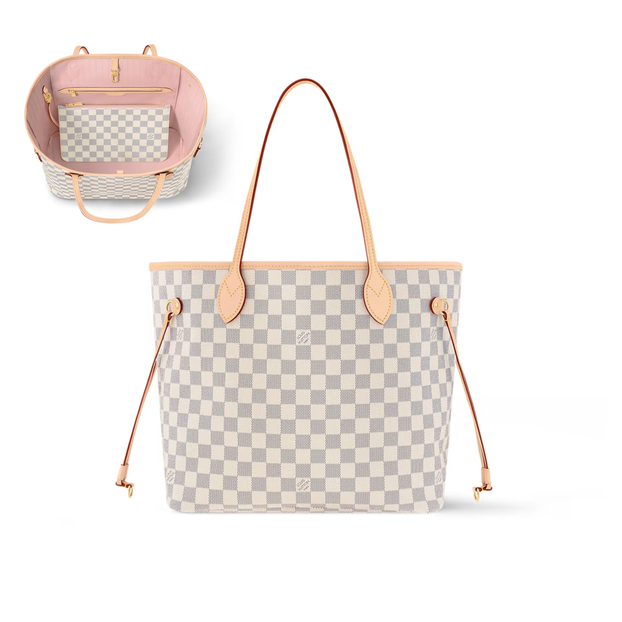 Louis Vuitton Neverfull MM Tote Bag Damier Azur Canvas Rose Ballerine 31cm N40603 1