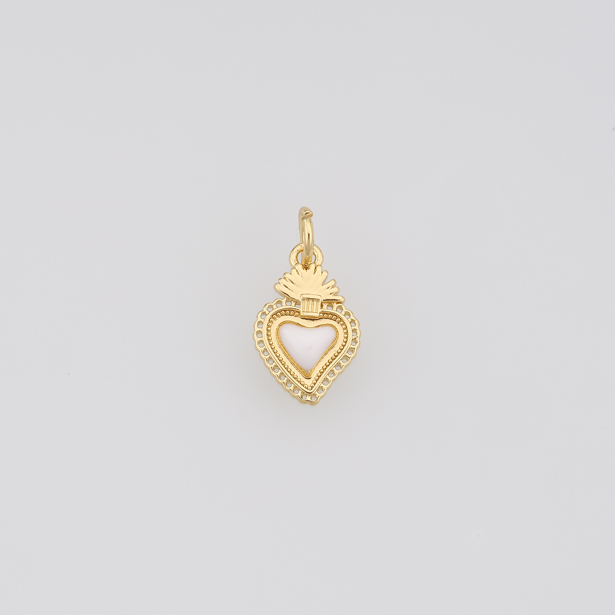 18K Gold Filled Sacred Heart Pendant,Enamel Sacred Heart Earrings Necklace for DIY Jewelry Making Supply