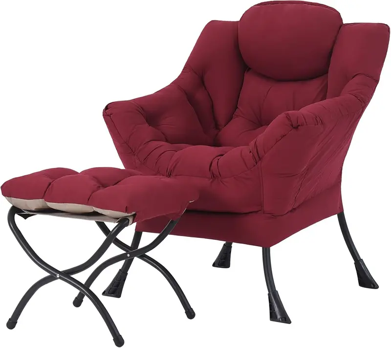 Tiita Modern Lazy Lounge Chair with Matching Ottoman – Large Leisure Armchair Set