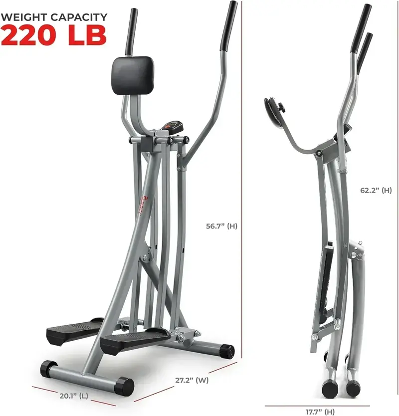 Sunny Health & Fitness Smart Air Walker Elliptical — Low-Impact 30-Inch Stride Home Glider