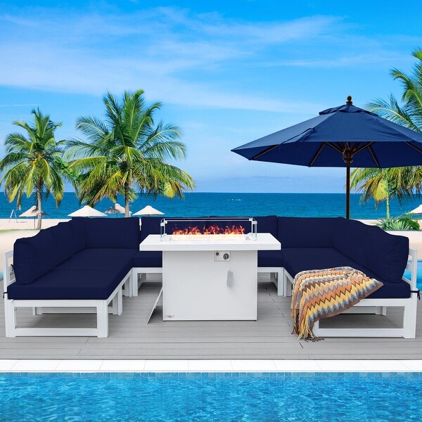 Nicesoul White Aluminum Modern Patio Furniture Sectional Sofa Set with Cushion