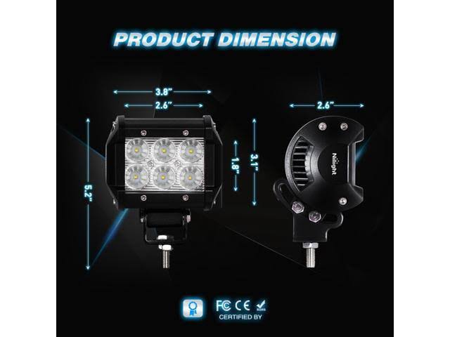 Nilight 42 inch 240W Spot Flood Combo LED Light Bar 2pcs 4 inch 18W Flood LED Fog Lights with Off Road Heavy Duty Wiring Harness