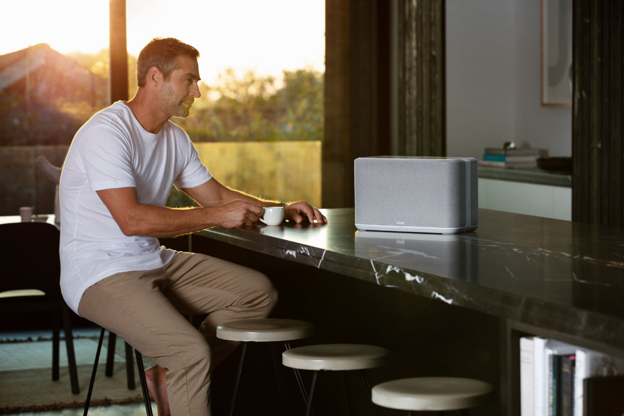 Denon - Home 350 Wireless Speaker with HEOS Built-in AirPlay 2 and Bluetooth - White