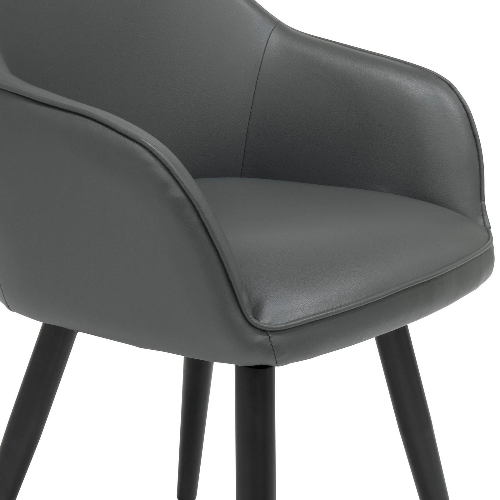 Studio Designs Home Dome Swivel Office/Dining/Guest Accent Chair with Arms Blended Leather Metal Legs, Smoke Grey/ Black