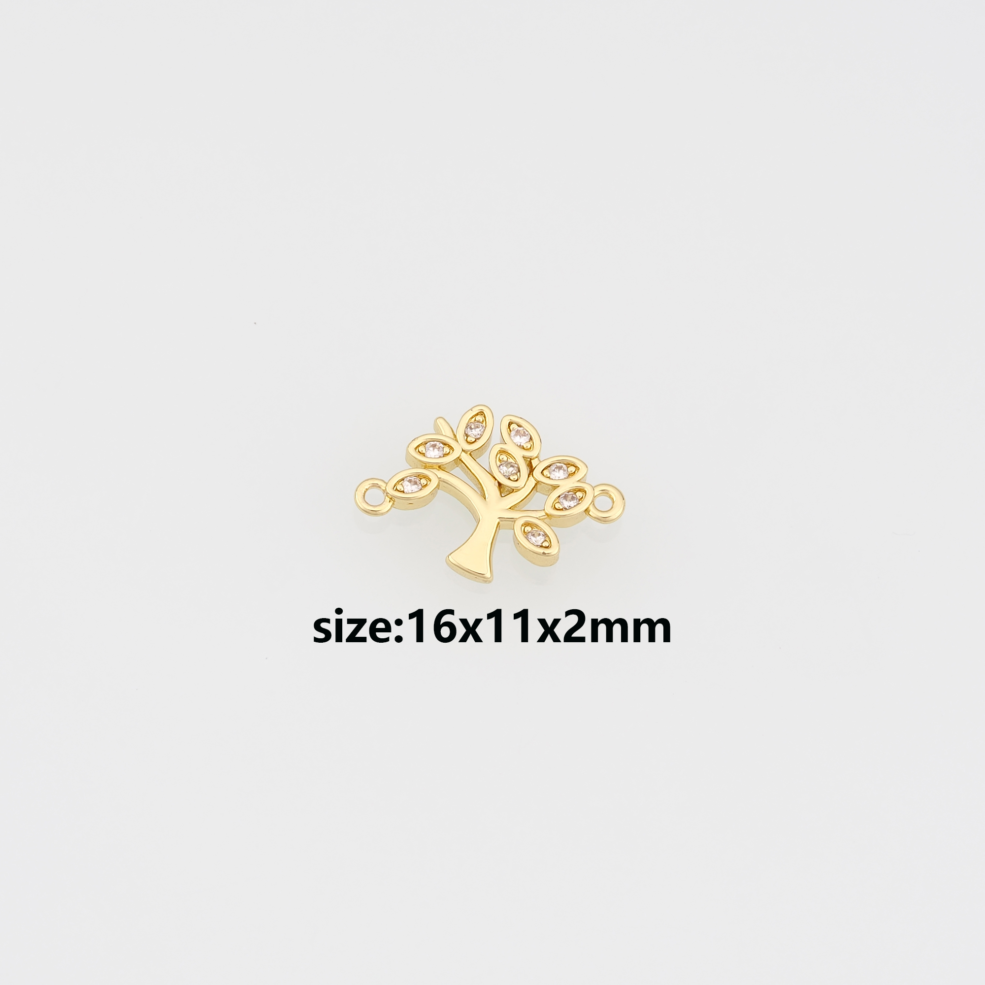18K Gold Filled Tree of Life Connector,CZ Micro Pave Tree Charm Necklace Bracelet for DIY Jewelry Making Supply