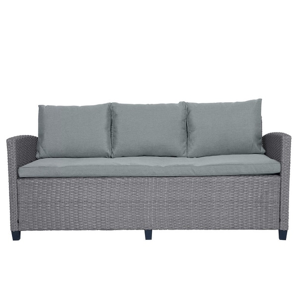 6 Pcs Patio Sofa Chair Set with Table and Cushions,Grey