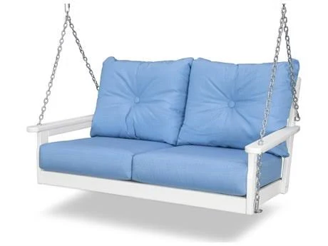 POLYWOOD Vineyard Deep Seating Swing in Slate Grey / Natural Linen