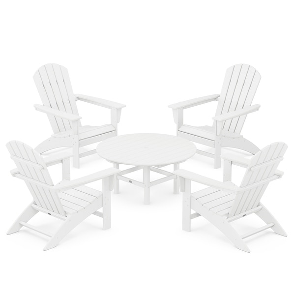 POLYWOOD Nautical 5Piece Adirondack Chair Conversation Set